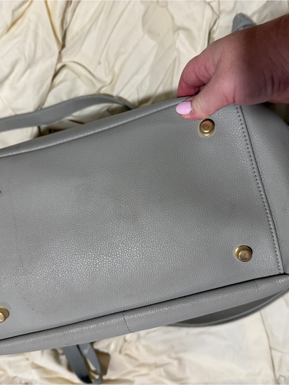 Mina bae elkie Gray Leather Tote Removable Crossbody Strap & clutch diaper bag - Picture 10 of 11